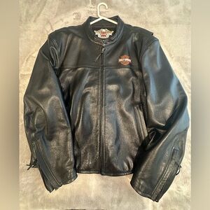 Harley-Davidson Black Leather Bomber Jacket Sz 3XL